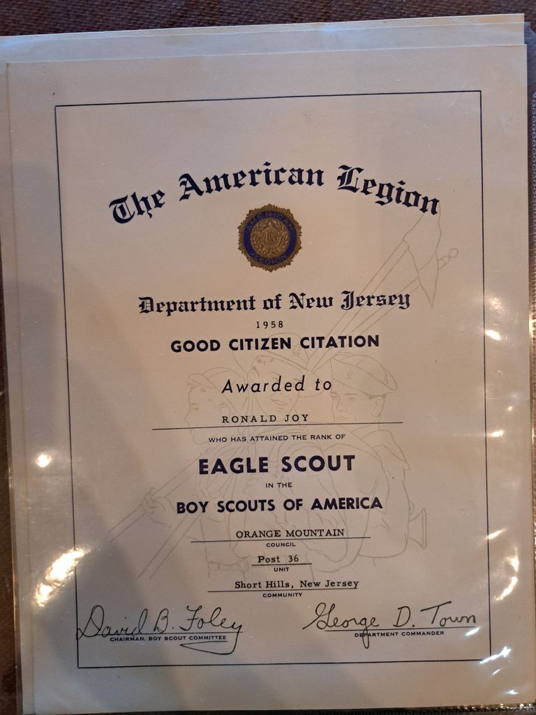          Joy: Good Citizen Eagle Scout Citation, 1958 picture number 1
   