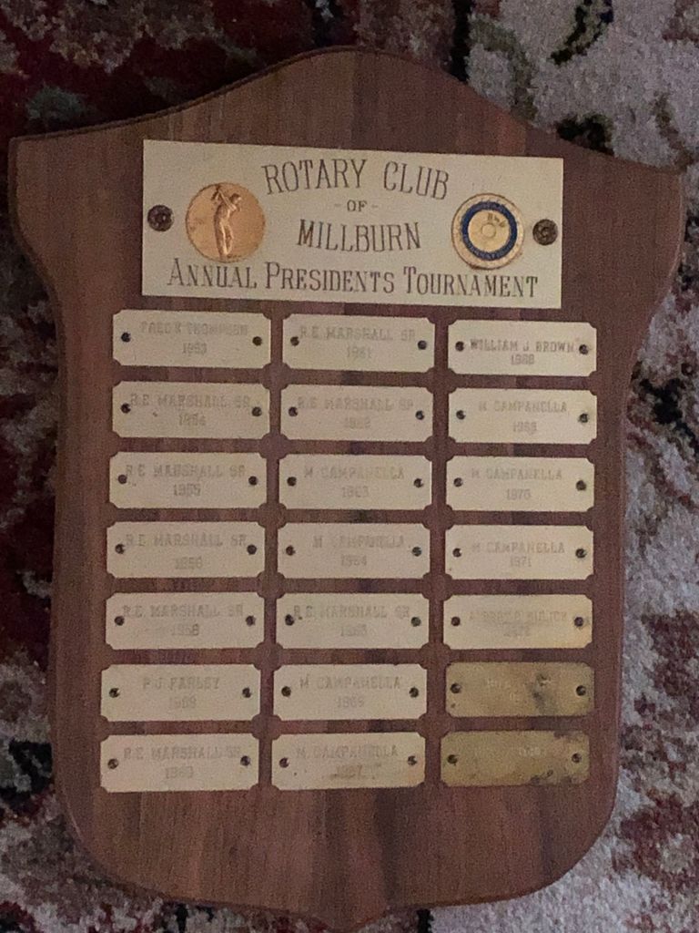          Rotary: Rotary Club of Millburn Annual Presidents Tournament Plaque, 1974 picture number 1
   