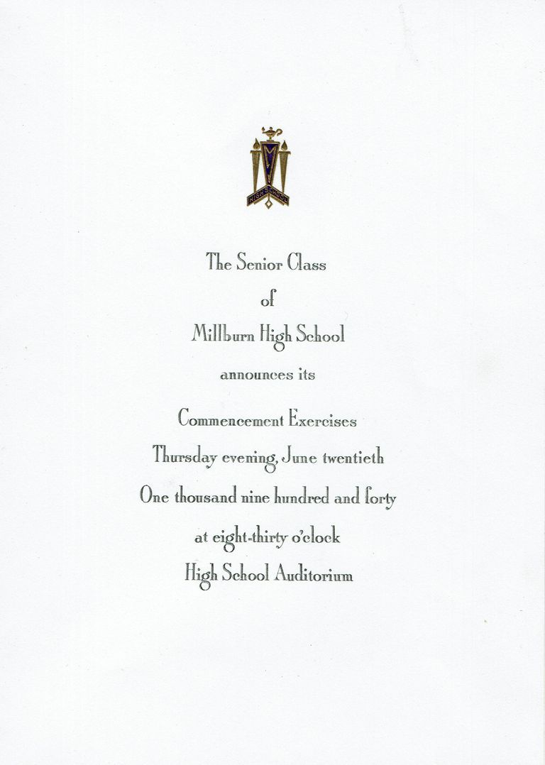          Millburn High School Commencement Exercises Ticket, 1940 picture number 1
   