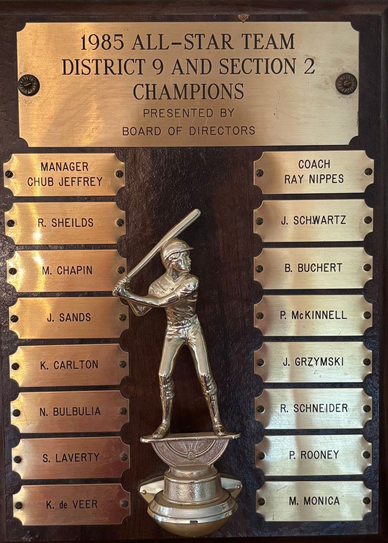          Baseball: All-Star Team District 9 & Section 2 Champion Plaque, 1985 picture number 1
   