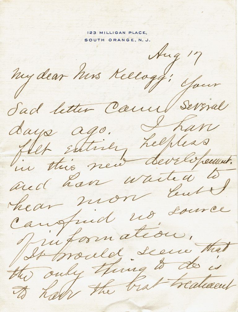          Kellogg: Condolence Letter from William J. Chandler to Elizabeth Kellogg, 1908 picture number 1
   