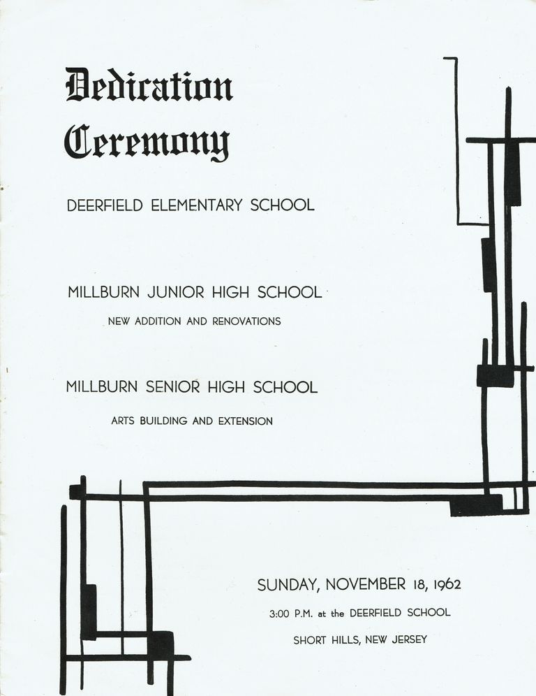          Dedication Ceremony Program: Deerfield, Millburn Junior High and MHS, November 1962 picture number 1
   