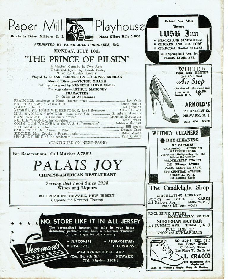          Prince of Pilsen, 1944 Paper Mill Playhouse Program picture number 1
   