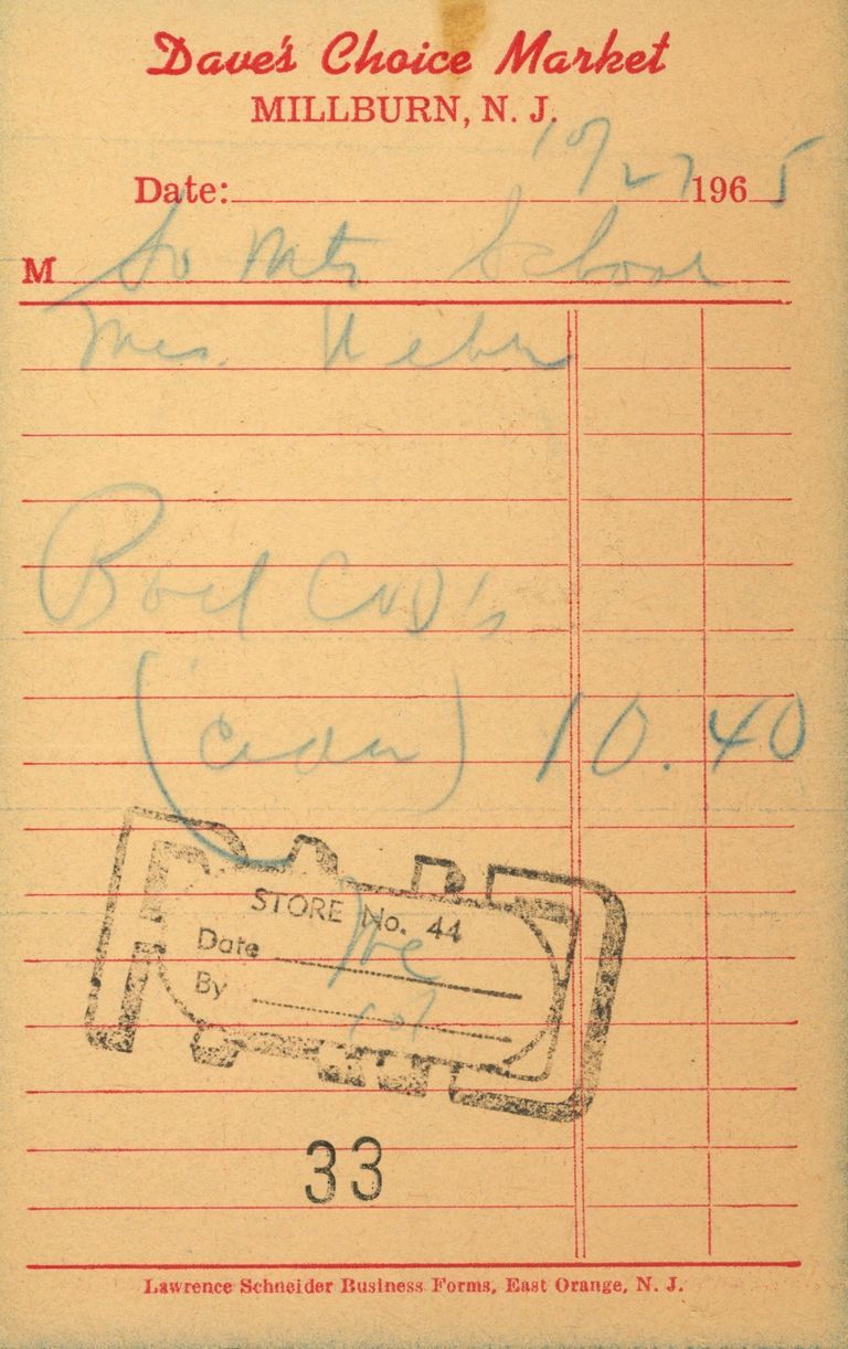          Dave's Market: Receipts for PTA Refreshments, 1962-1966 picture number 1
   