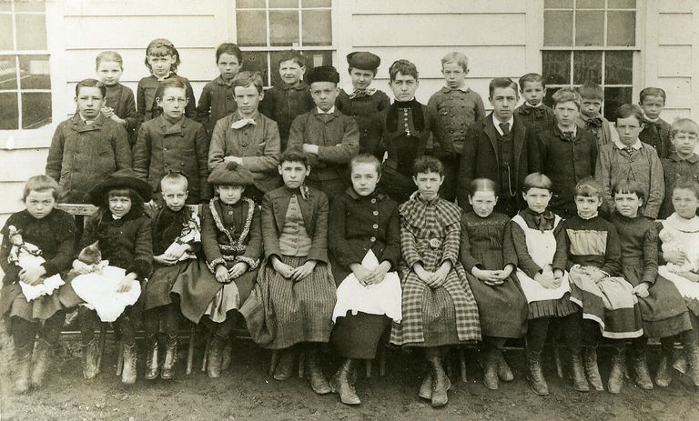         Old Short Hills and Parsonage Hill Road. Miss Emma J. Baker, teacher; Image ID # 41
   