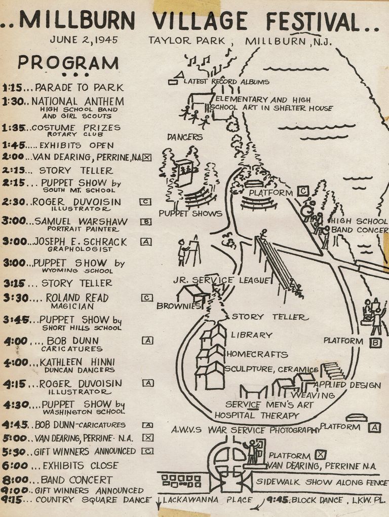          Millburn Art Center: Village Festival Program & Map, 1945 picture number 1
   