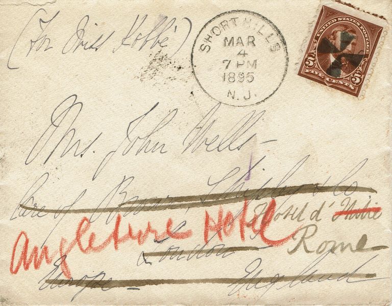          Kobbe: Envelope sent from Short Hills Miss Kobbe care of Mrs. John Wells, 1895 picture number 1
   