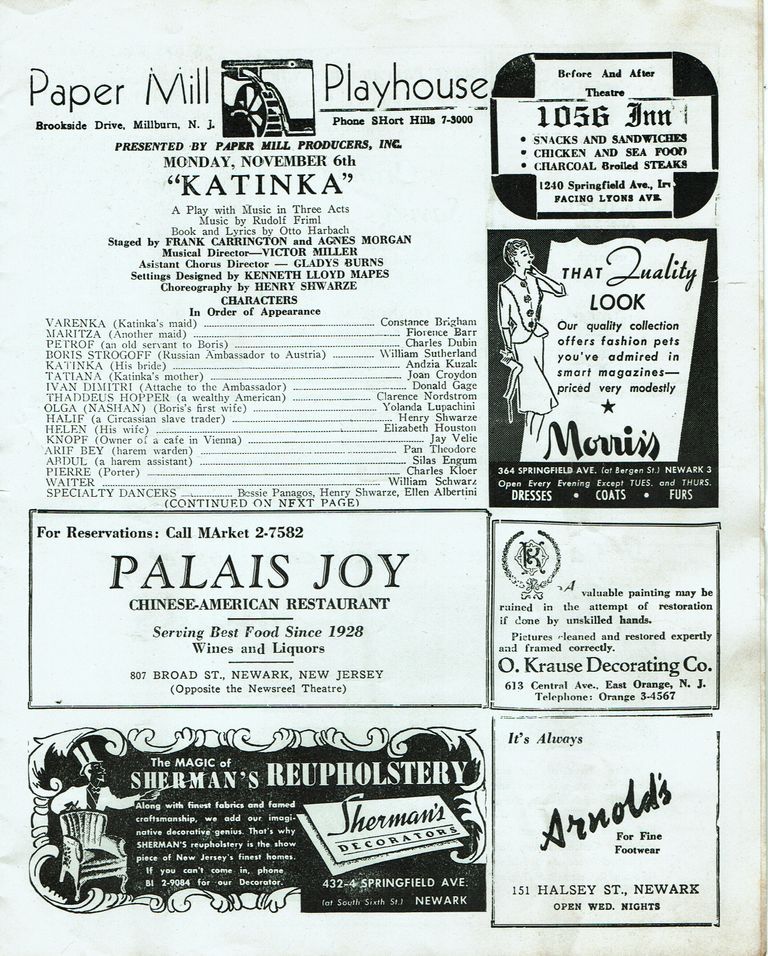          Katinka, 1944 Paper Mill Playhouse Program picture number 1
   