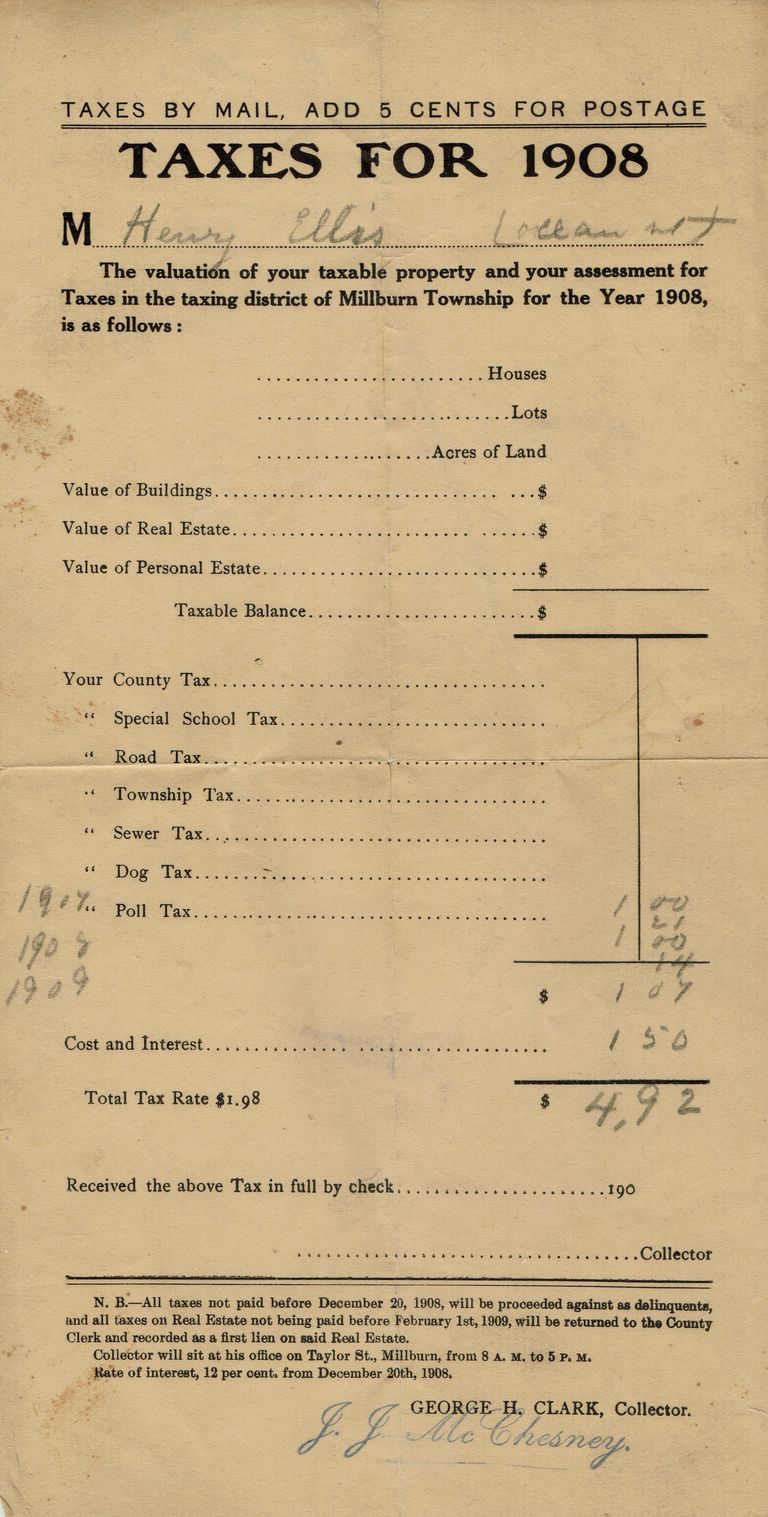          Ellis: Tax Bill, 1908 picture number 1
   