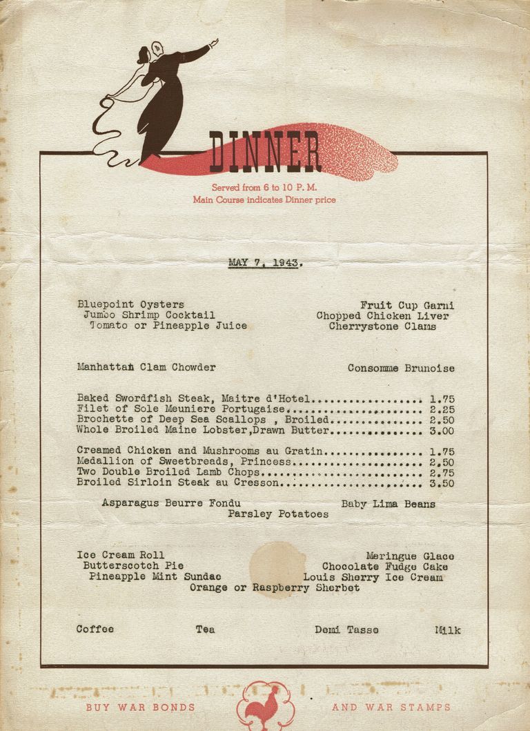         Chanticler Restaurant Dinner Menu, 1947 picture number 1
   