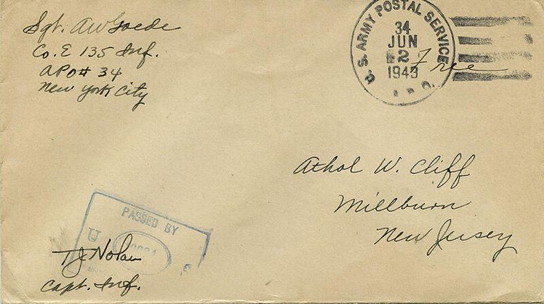 Athol W Cliff Envelope sent from Sgt. Goede, 1943 picture number 1