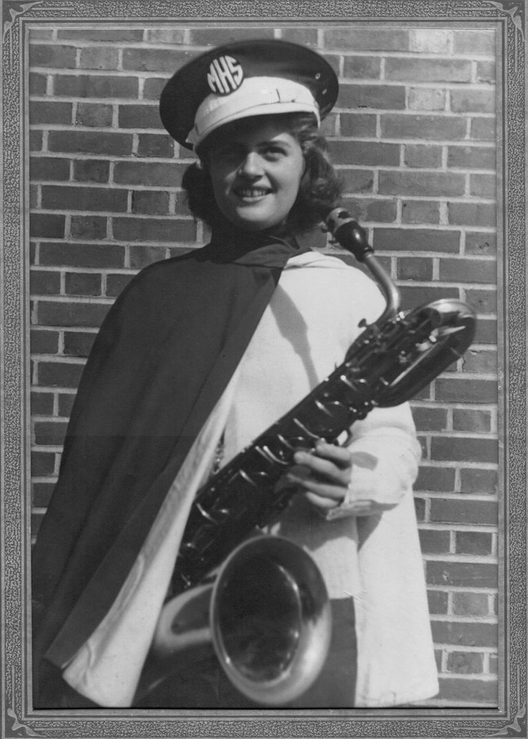          Pictured in 1940s MHS Band uniform with Saxophone
   