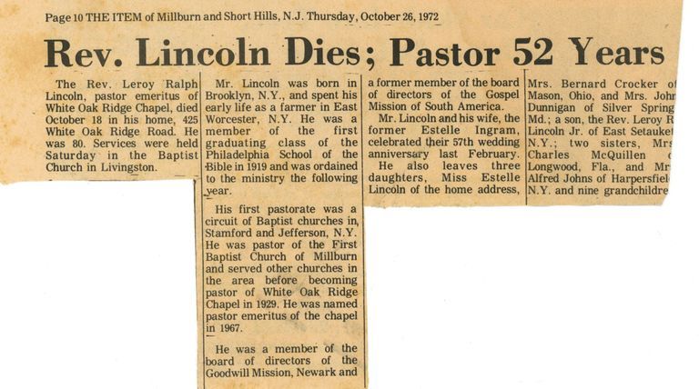          Lincoln: Leroy Lincoln Obituary, 1972 picture number 1
   