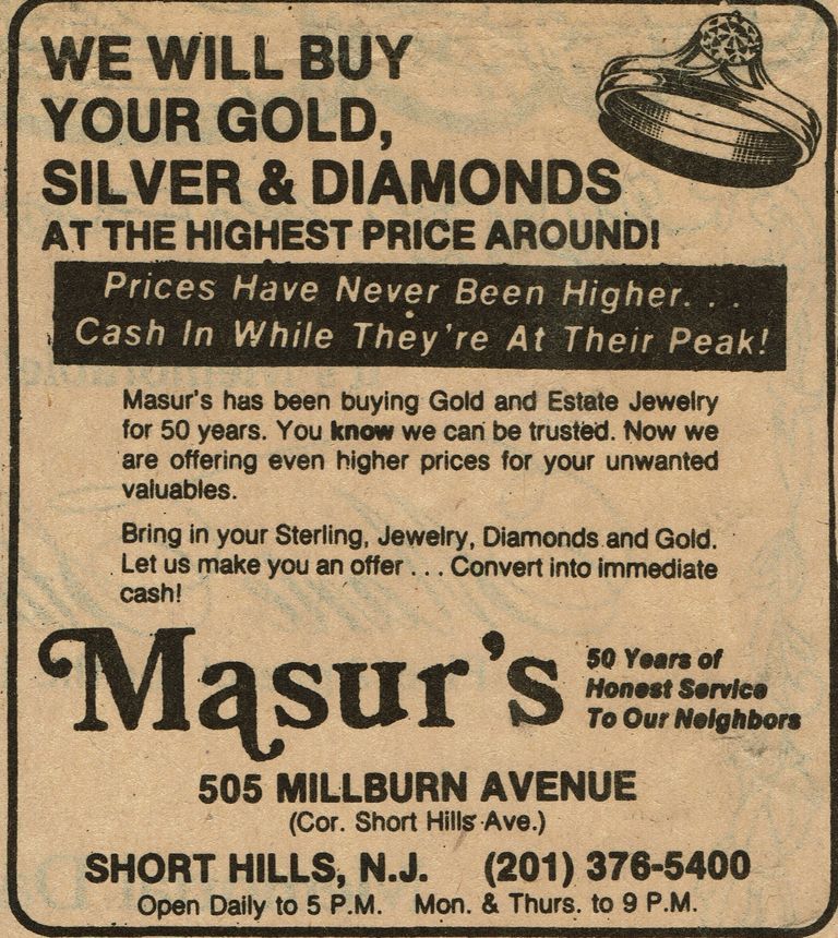          Masur's Jewelry, Short Hills Advertisement, May 1980 picture number 1
   