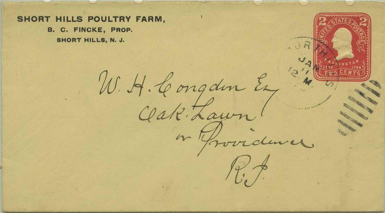          Short Hills Poultry Farm Envelope, c. 1906 picture number 1
   