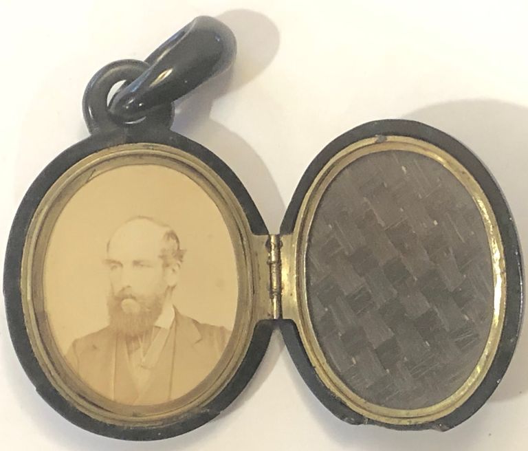          Jewelry: Sarah Caparn Bishop Mourning Necklace with Locket, 1874 picture number 1
   