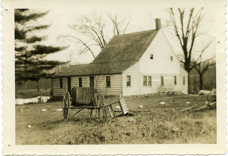          John B Drew and Phoebe Littell Home Off White Oak Ridge Road-Rear and left side with broken carriage. Destroyed by fire.; Photo ID # 451
   