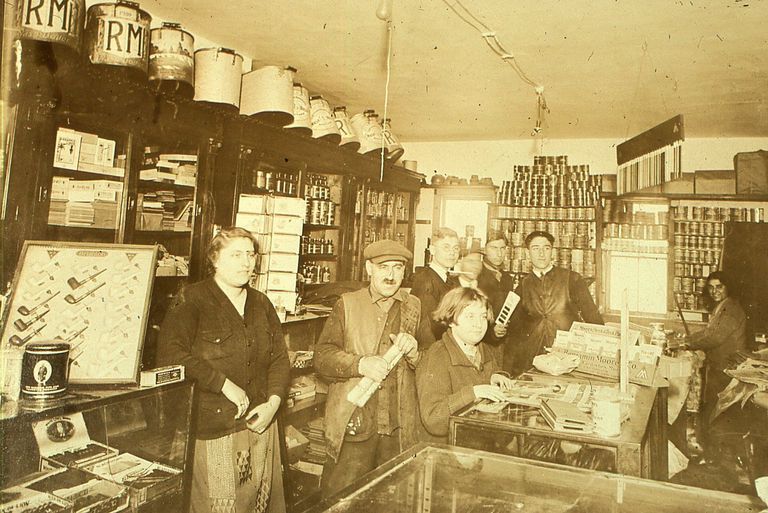          Buncher's Hardware Store: Interior with Bessie, Harry and others, 1925-6 picture number 1
   
