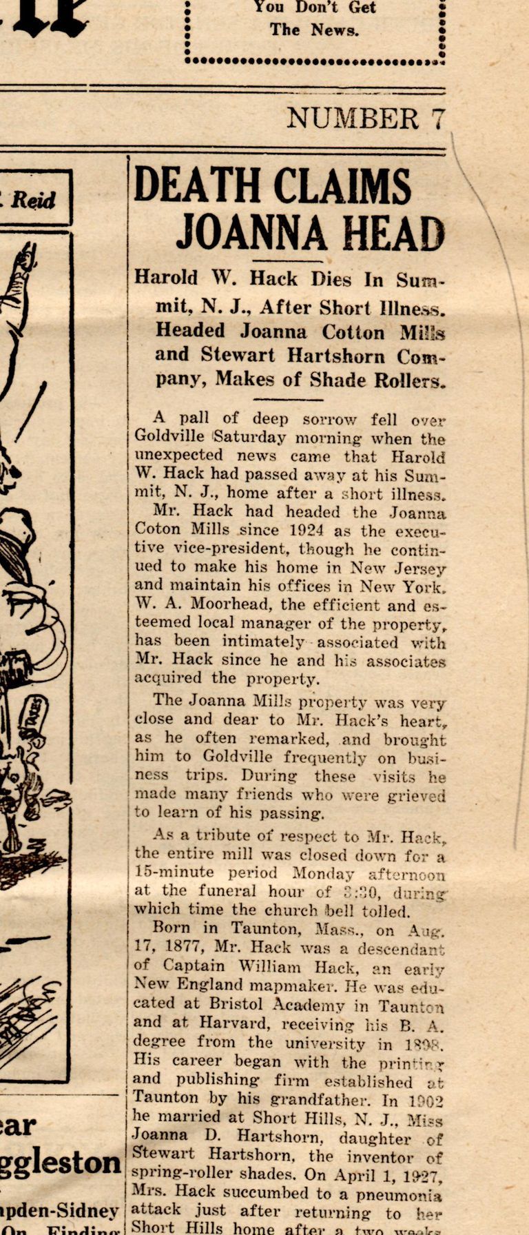          Hack: Harold Hack Obituary Clinton Chronicle, 1933 picture number 1
   