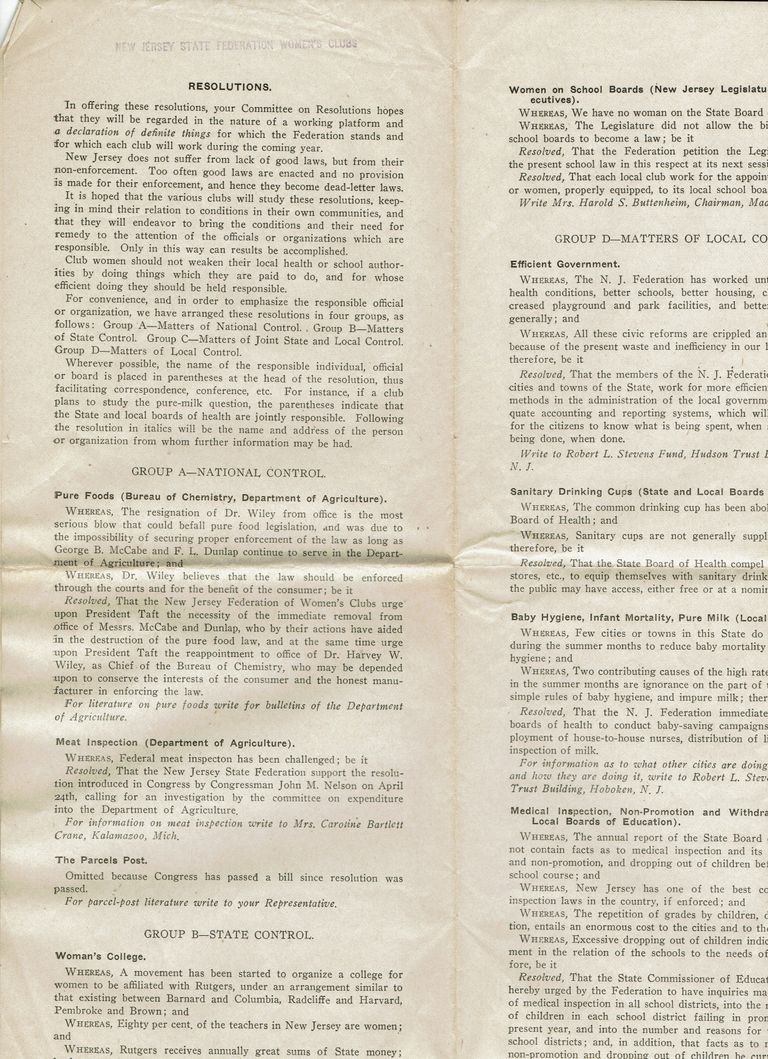          Kellogg: New Jersey State Federation of Women's Clubs Document, c. 1909-1911 picture number 1
   