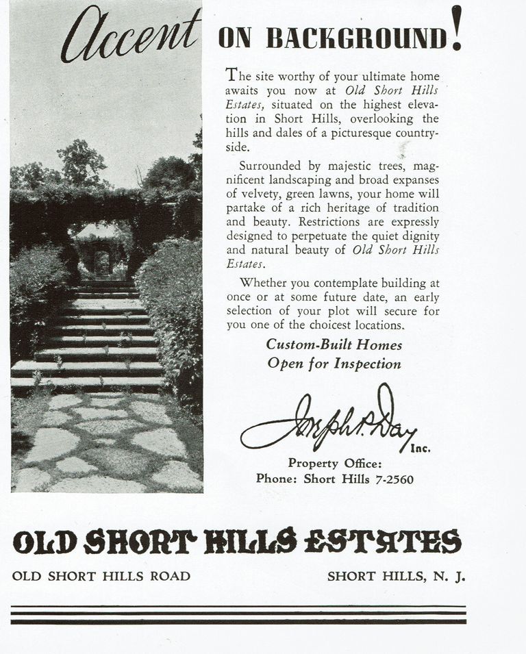          Old Short Hills Estates: Accent on Background Advertisement, 1939 picture number 1
   