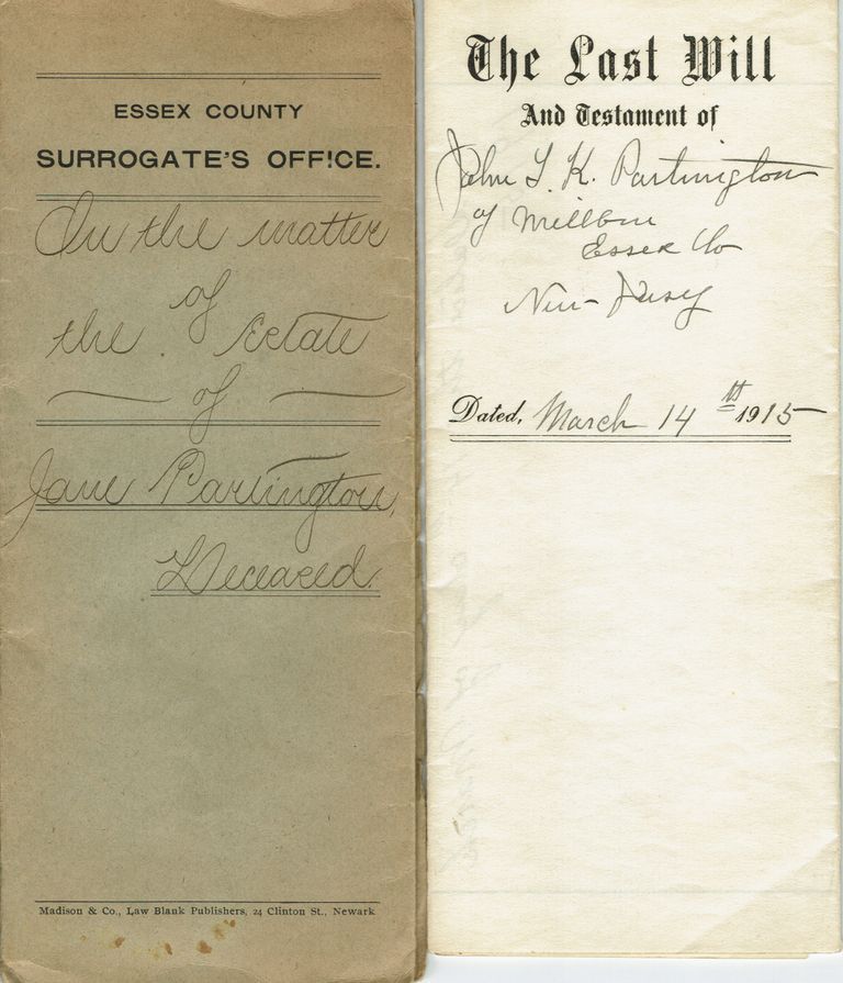          Partington: Jane and John T.K. Partington Wills, 1899 & 1915 picture number 1
   