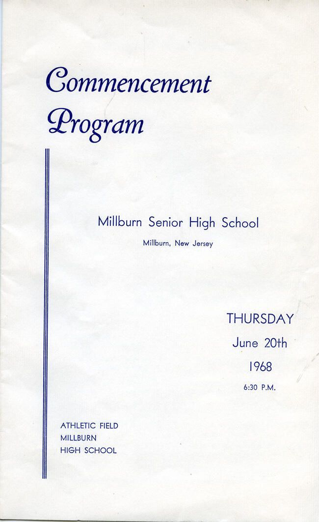         Millburn High School Commencement Program, 1968 picture number 1
   