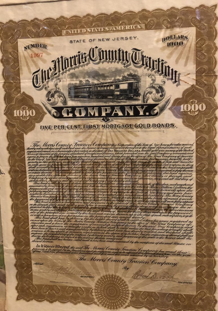          Morris Country Traction Company Gold Bonds and Documentation, 1920 picture number 1
   