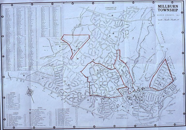          Map: Millburn Township with Historic Districts Outlined, c. 1975 picture number 1
   