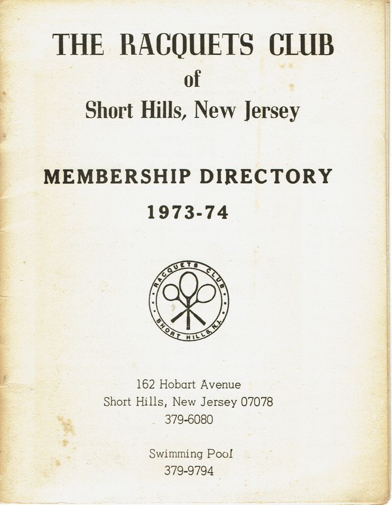          Racquet's Club Short Hills Membership Directory, 1973-4 picture number 1
   