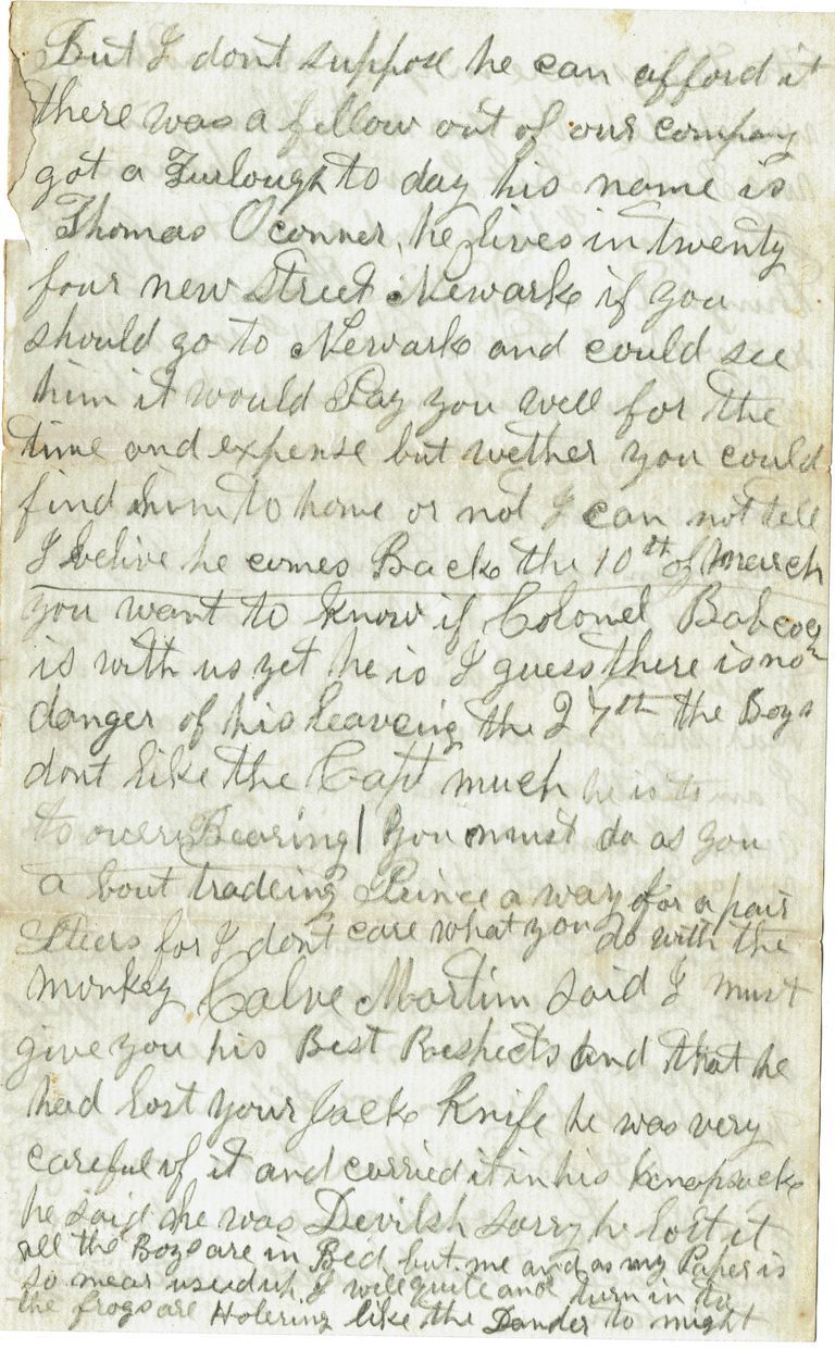          Parsil: Samuel B. Parsil Civil War Letter, undated (c. November 1862) picture number 1
   