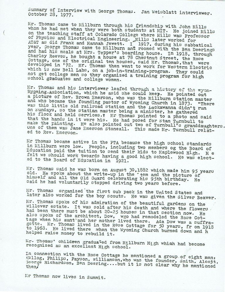          George Thomas was born on August 30, 1882. Was 95 years old at the time of the interview.; 8 pages
   