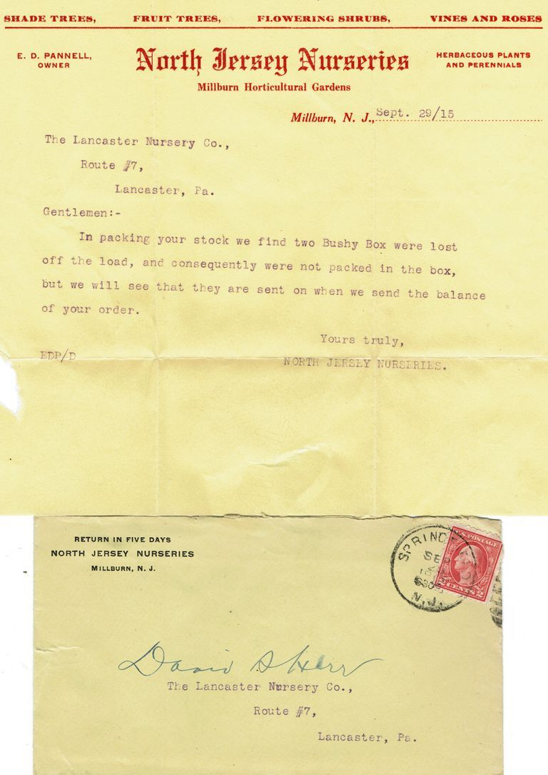          North Jersey Nurseries Letter, 1915 picture number 1
   