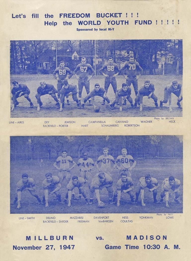          Football: Millburn High School vs. Madison Football Program for November 27, 1947 picture number 1
   