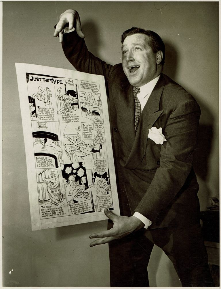          Dunn: Bob Dunn with his cartoon, Just The Type picture number 1
   