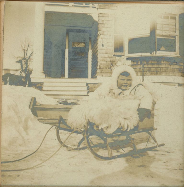          Bosworth: Unidentified Child in Sled Outside House picture number 1
   