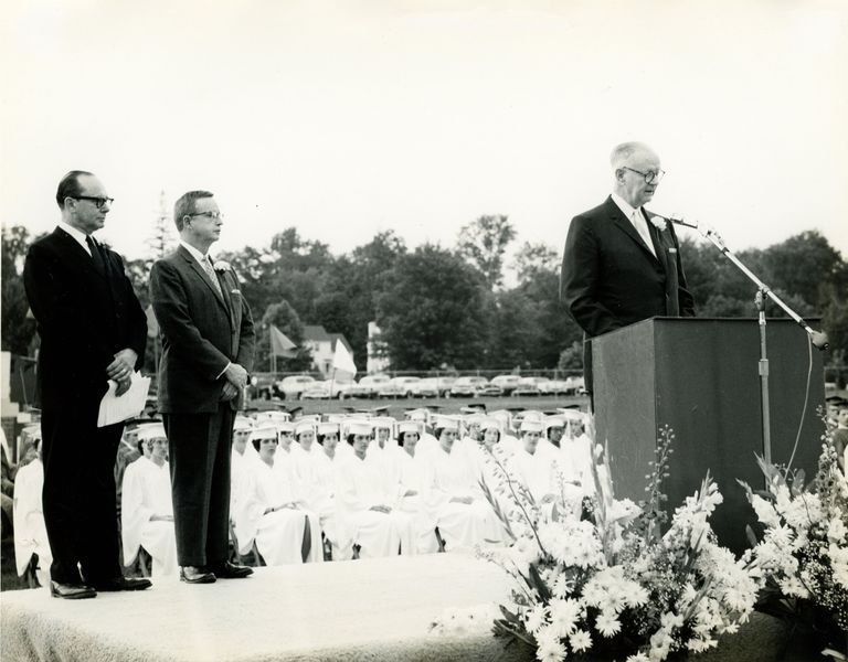          Faddis: Robert Faddis speaking at the Millburn High School Graduation, 1961 picture number 1
   