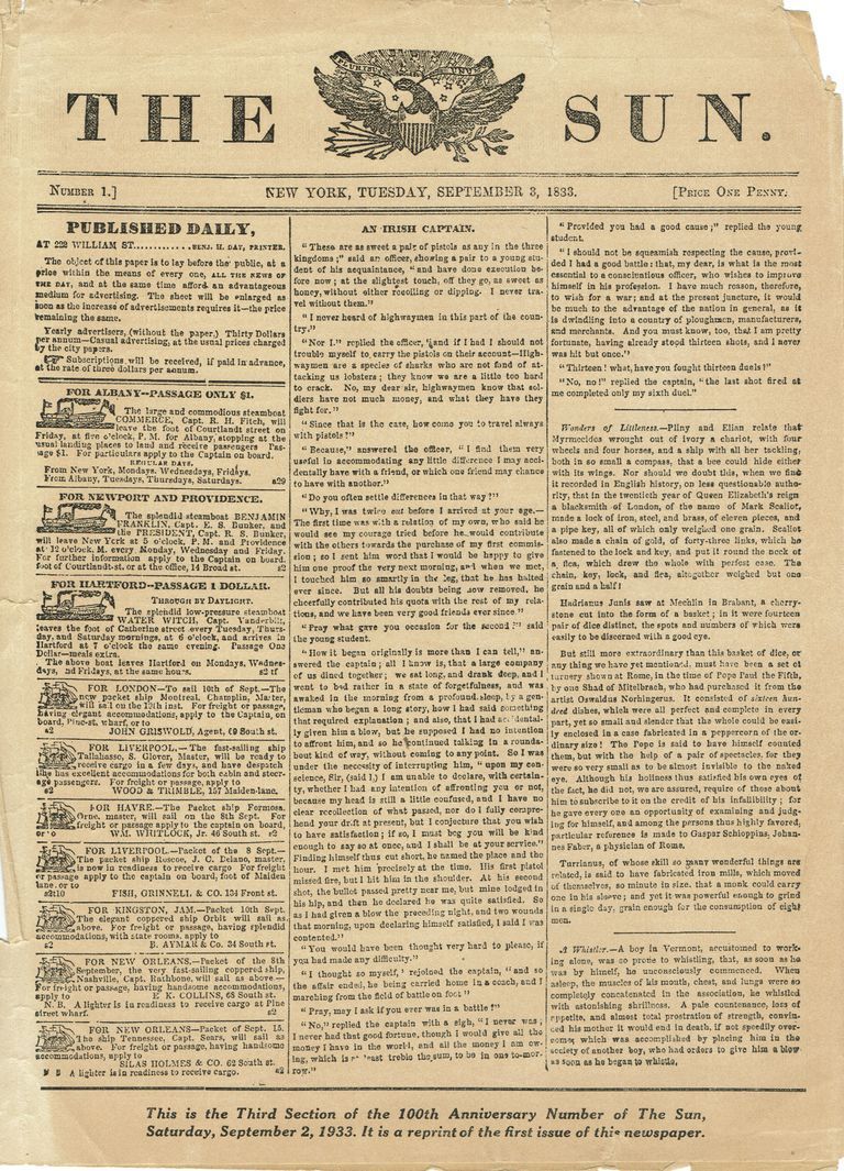          New York Newspaper: The Sun, 1833 picture number 1
   