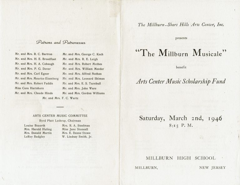          Millburn Art Center 1946 Scrapbook: Millburn Musicale Program, Ticket and Letters, 1946 picture number 1
   