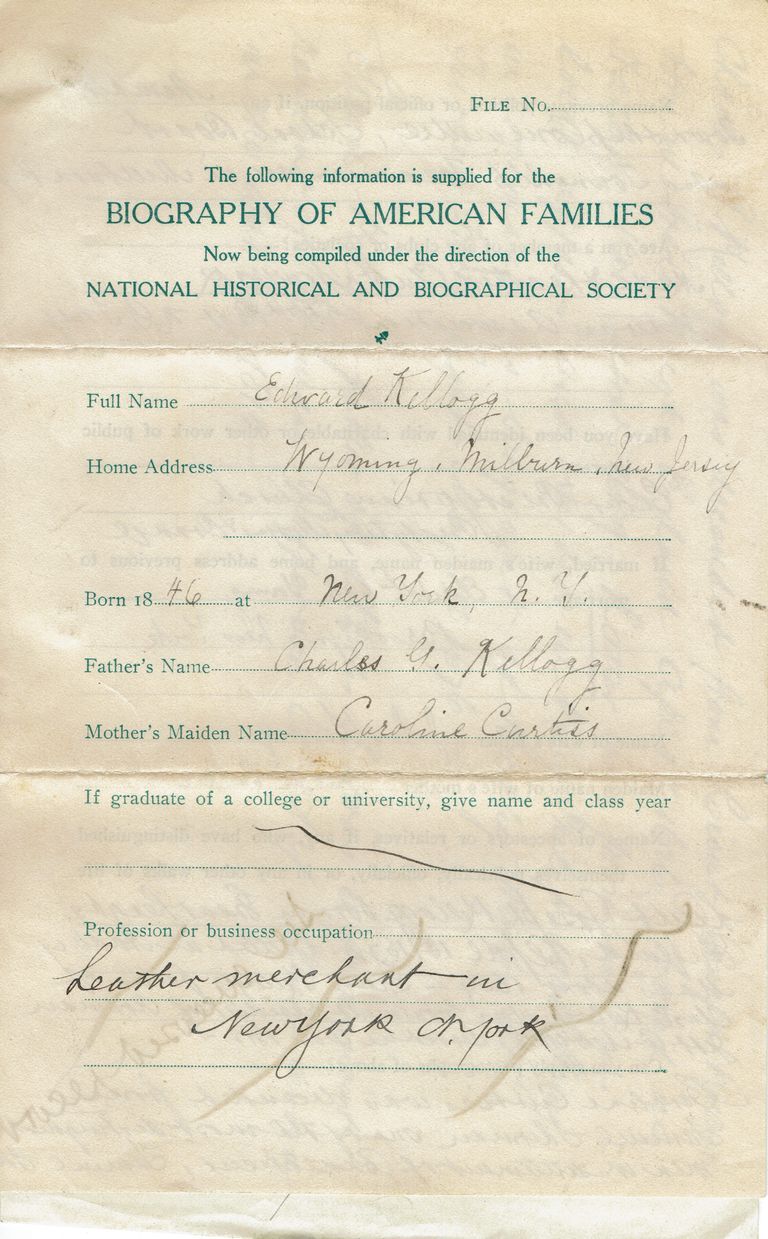          Kellogg: Edward Kellogg Biography of American Families Application picture number 1
   