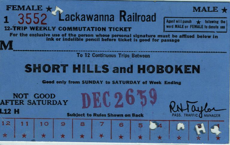          12-Trip Weekly Commutation Ticket; December 26, 1959
   