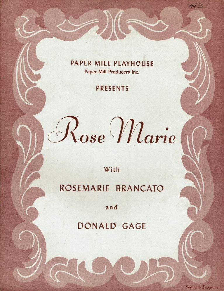          Rose Marie, 1943 Paper Mill Playhouse Souvenir Program picture number 1
   