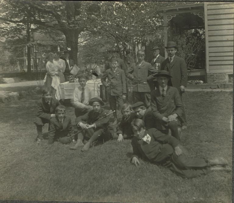          Marshall-Schmidt Album: Boys Formally Dressed Outside Near Picnic Table picture number 1
   