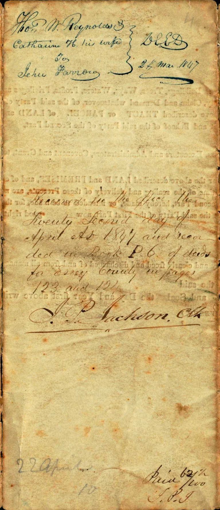          Reynolds: Thomas W. Reynolds Deed, 1847 picture number 1
   