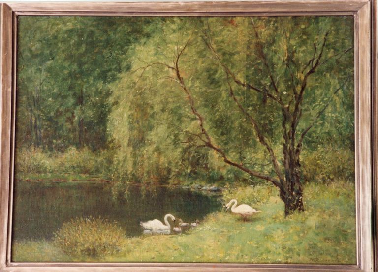          Derrick: Swans at Pond Painting picture number 1
   