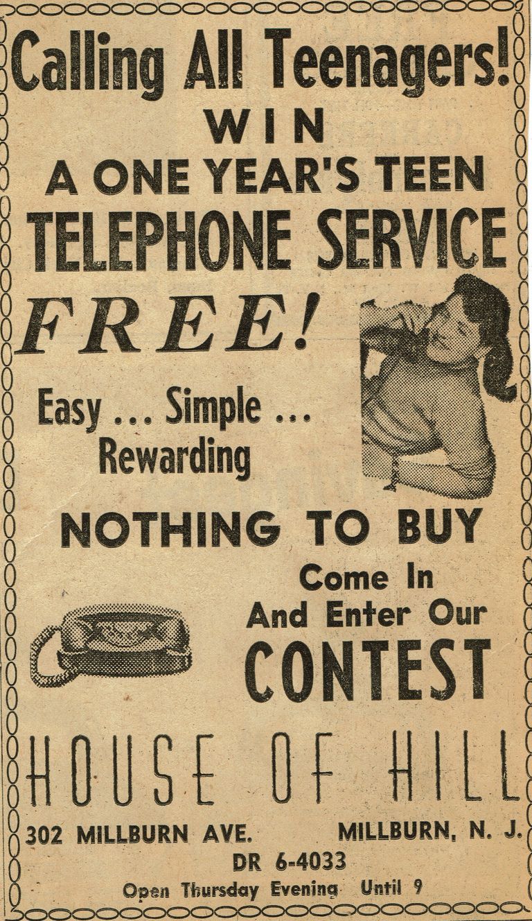          House of Hill Telephone Service Advertisement, 1962 picture number 1
   