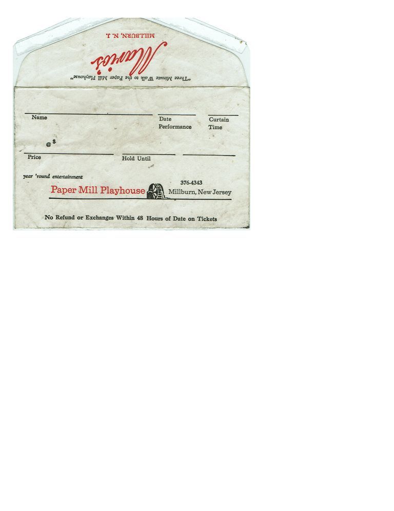          Paper Mill Playhouse Ticket Envelope picture number 1
   