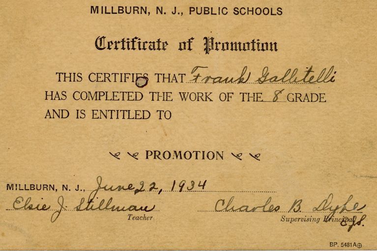          Gallitelli: Report Card and Promotion to 9th Grade, 1934 picture number 1
   