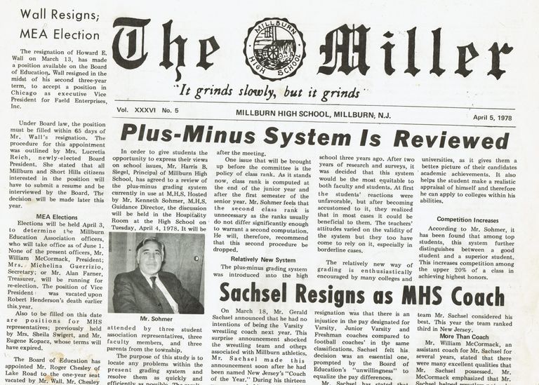          Millburn High School: The Miller, April 5, 1978 picture number 1
   