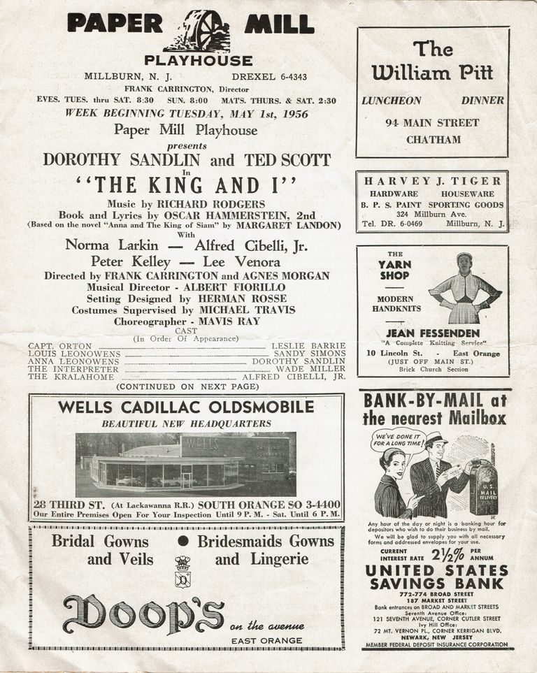          Paper Mill Playhouse Program: The King and I, 1956 picture number 1
   